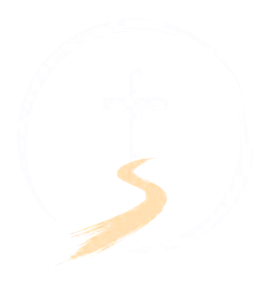 Logo van het LichtVerbond: een kruis met een gouden pad in een cirkel